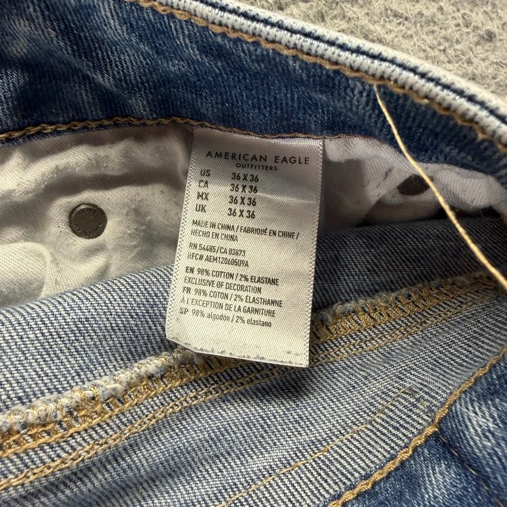 American Eagle Outfitters Jeans Mens 36x36 Blue Cotton Denim Tapered Slim Faded